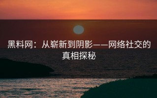 黑料网：从崭新到阴影——网络社交的真相探秘