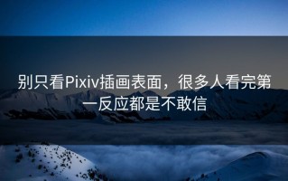别只看Pixiv插画表面，很多人看完第一反应都是不敢信