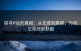 探寻P站的真相：从无感到震撼，为何它依然默默翻
