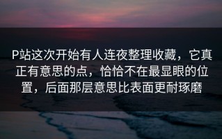 P站这次开始有人连夜整理收藏，它真正有意思的点，恰恰不在最显眼的位置，后面那层意思比表面更耐琢磨