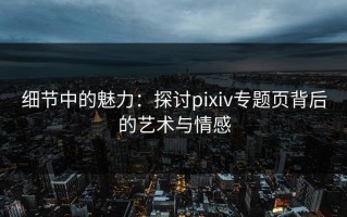 细节中的魅力：探讨pixiv专题页背后的艺术与情感