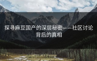 探寻麻豆国产的深层秘密——社区讨论背后的真相
