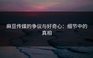 麻豆传媒的争议与好奇心：细节中的真相