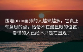 围着pixiv画师的人越来越多，它真正有意思的点，恰恰不在最显眼的位置，看懂的人已经不只是在围观了