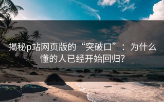 揭秘p站网页版的“突破口”：为什么懂的人已经开始回归？