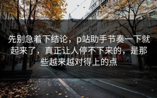 先别急着下结论，p站助手节奏一下就起来了，真正让人停不下来的，是那些越来越对得上的点