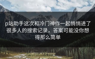 p站助手这次和冷门神作一起悄悄进了很多人的搜索记录，答案可能没你想得那么简单