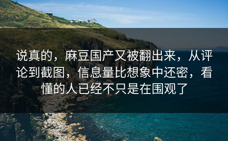 说真的，麻豆国产又被翻出来，从评论到截图，信息量比想象中还密，看懂的人已经不只是在围观了-第1张图片-p站影视站 | p站镜像热门视频