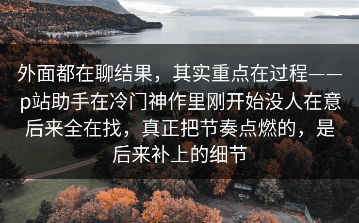 外面都在聊结果，其实重点在过程——p站助手在冷门神作里刚开始没人在意后来全在找，真正把节奏点燃的，是后来补上的细节-第1张图片-p站影视站 | p站镜像热门视频
