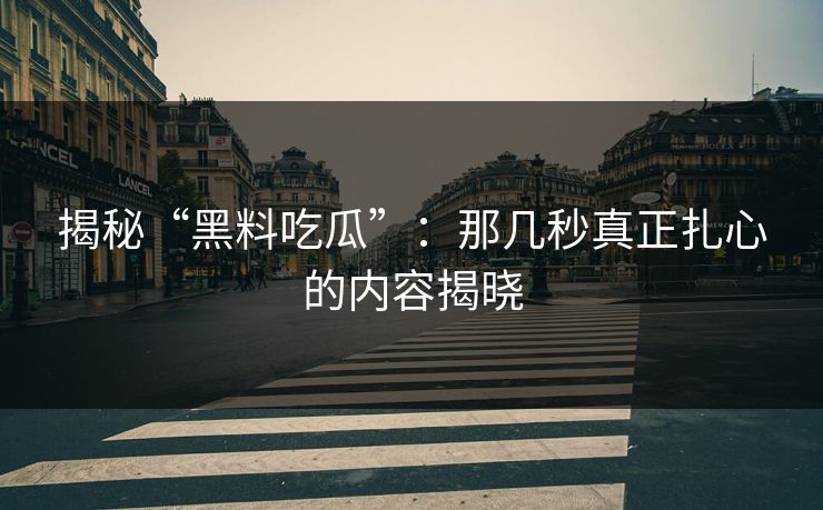 揭秘“黑料吃瓜”：那几秒真正扎心的内容揭晓-第1张图片-p站影视站 | p站镜像热门视频