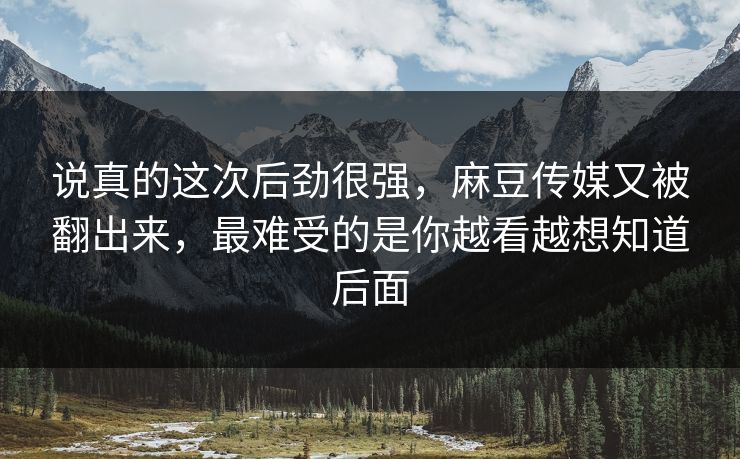 说真的这次后劲很强，麻豆传媒又被翻出来，最难受的是你越看越想知道后面-第1张图片-p站影视站 | p站镜像热门视频