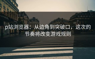 p站浏览器：从边角到突破口，这次的节奏将改变游戏规则
